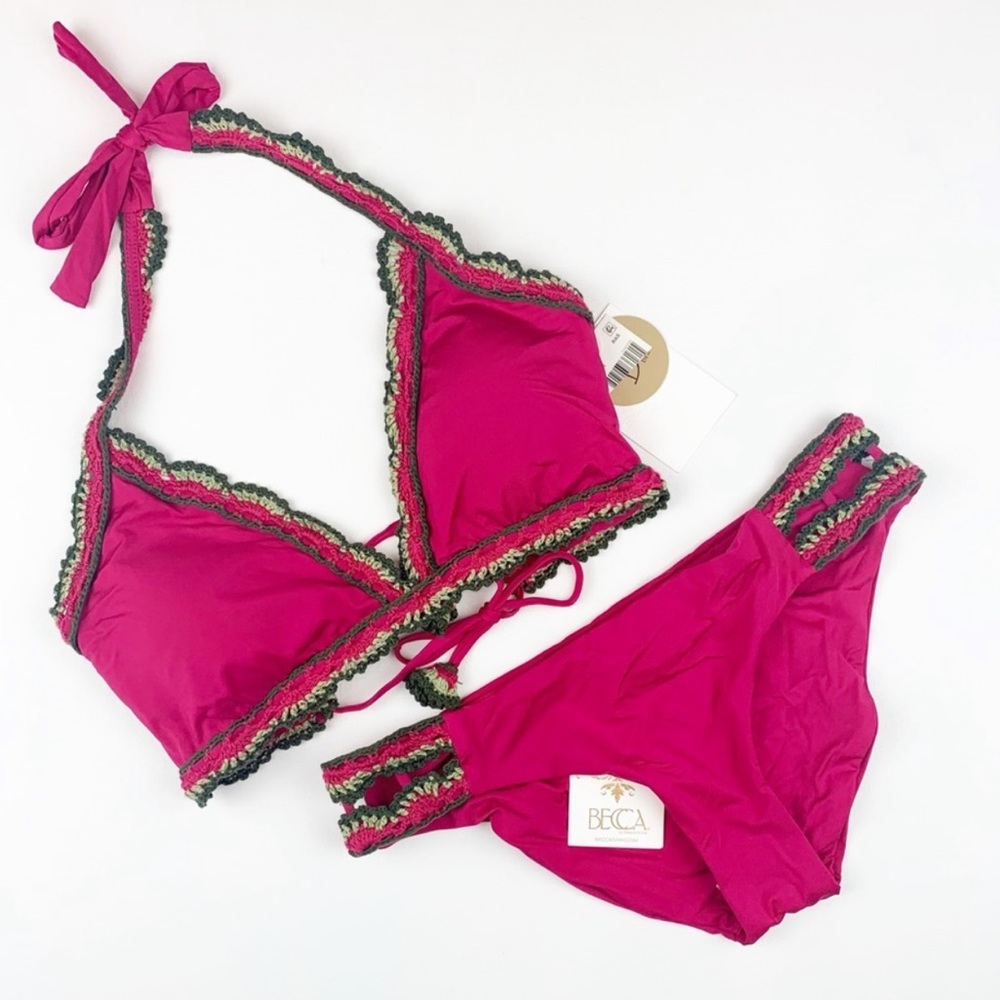 Becca Medina Crochet-Trim 2-piece Halter Bikini - Picture 7 of 11
